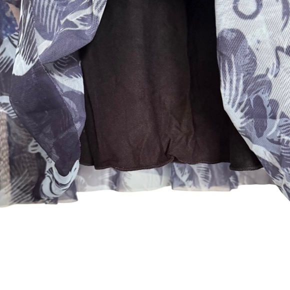 Desigual Stretch Mesh Dress Size Small S Black Floral Print Cap Sleeve 2 Layer - Picture 3 of 5